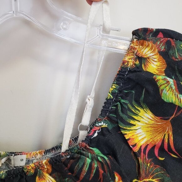 NWT Vanessa Alexandra Linen Off the Shoulder Tiered Midi Dress Tropical Print XS - Picture 5 of 6